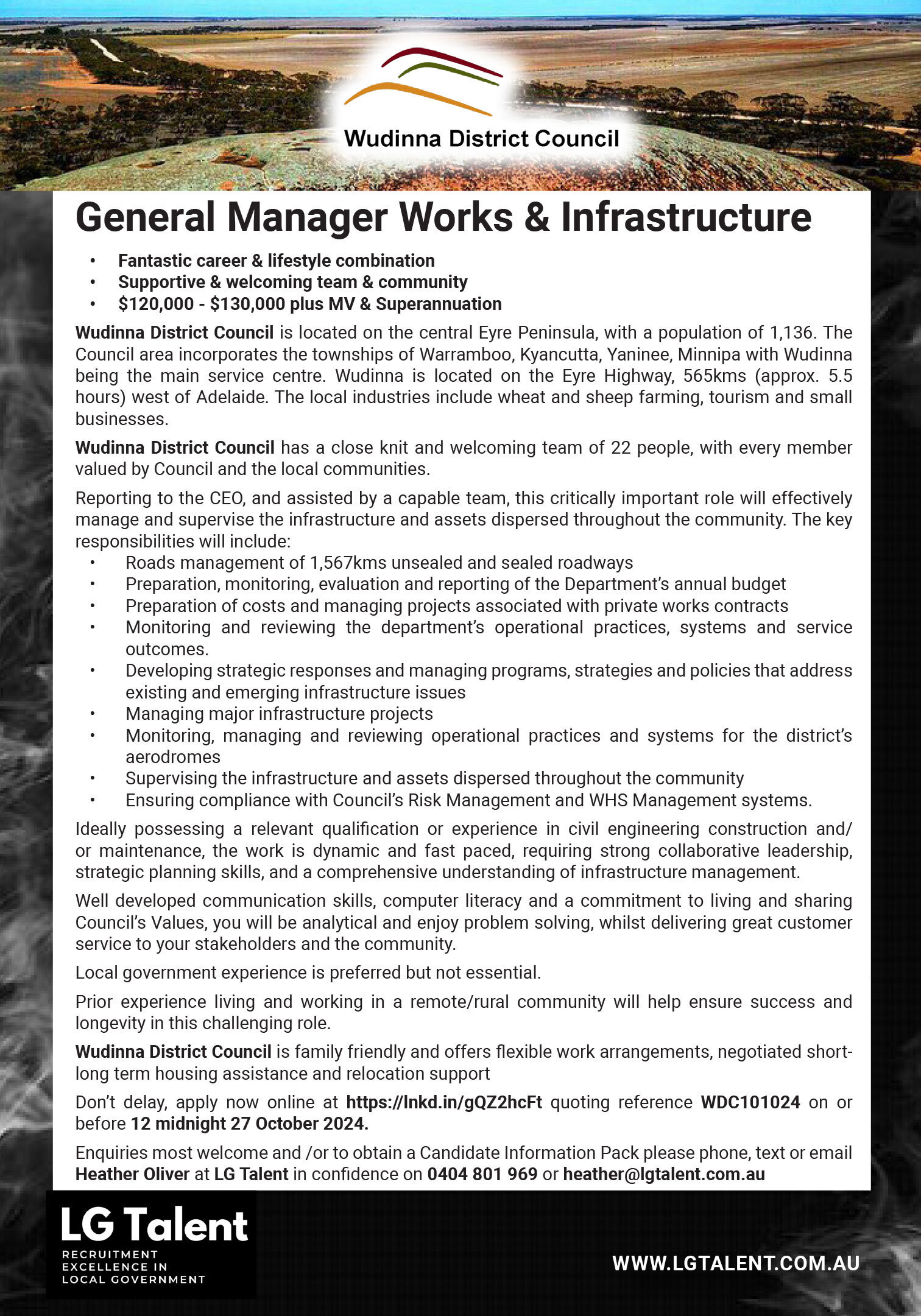 General Manager Works & Infrastructure Job at Wudinna District Council